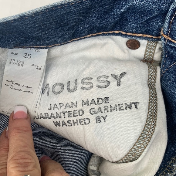 Moussy Vintage Japanese Denim Marshall Boy Skinny Cropped Womens 25 Distressed - Picture 13 of 15